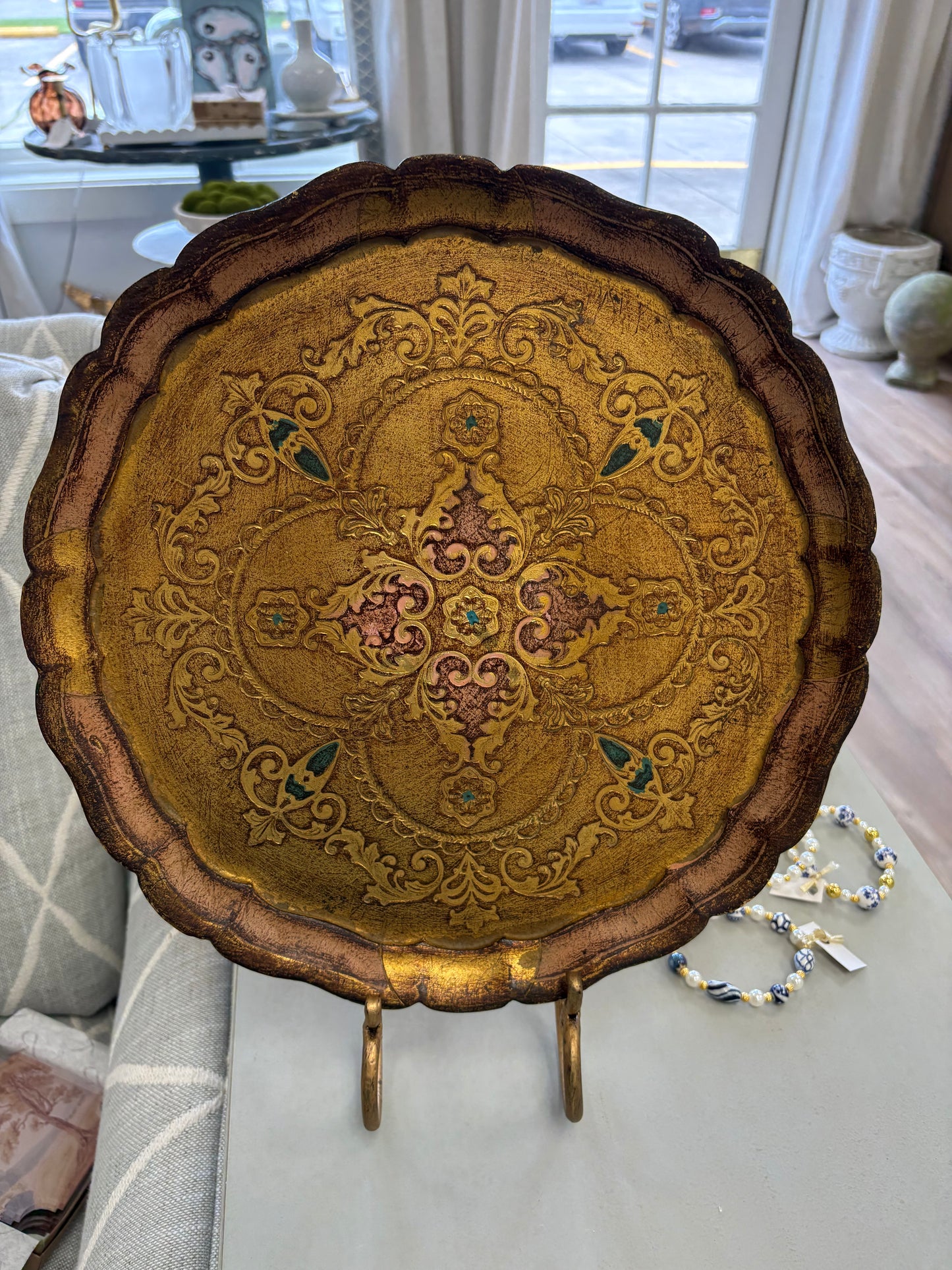 Pink, Gold, Green Florentine Tray