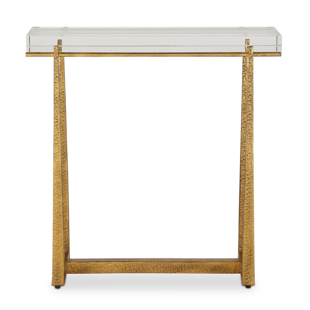 Acrylic and Gold rectangular accent table