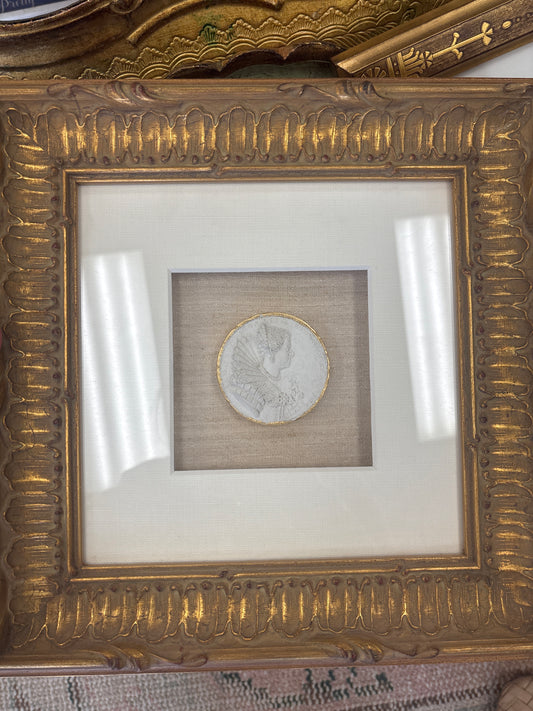 Framed Intaglio with ivory linen