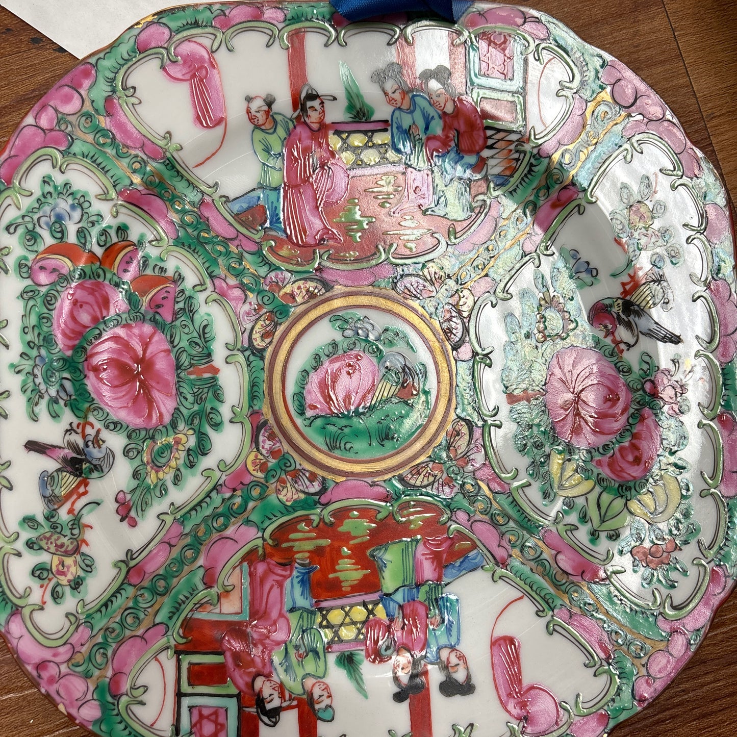 Vintage octagon rose medallion plate