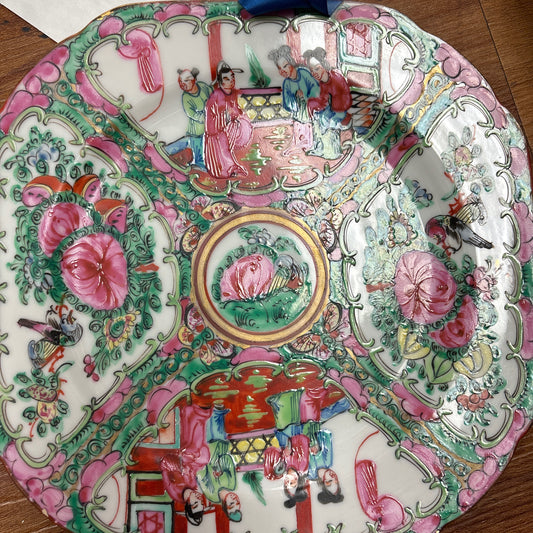 Vintage octagon rose medallion plate
