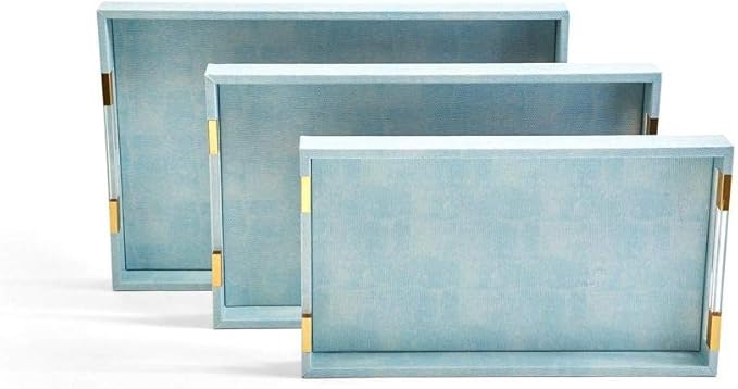 Aqua Decorative Rectangle Trays with Acrylic Handle -Small