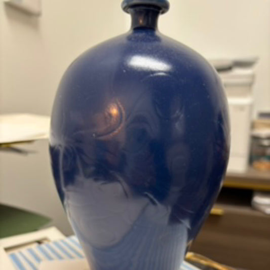 Dark Blue Etched Vase