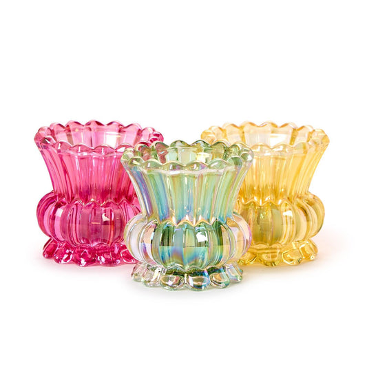 Iridescent Tealight Candleholder/ Bud Vase-Yellow