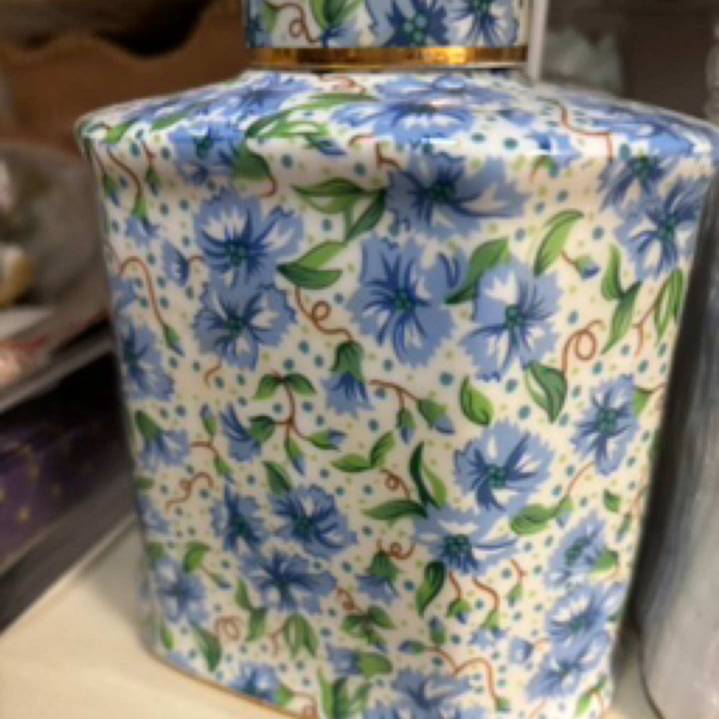 Chintz Ceramic Decorative Blue Floral Jar