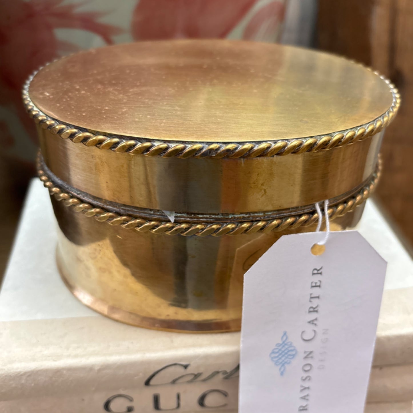 Brass Oval Box with Roe Detail