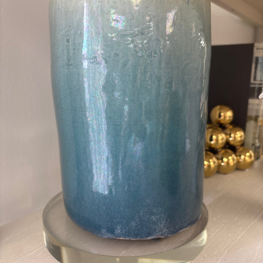 Blue glazed vase