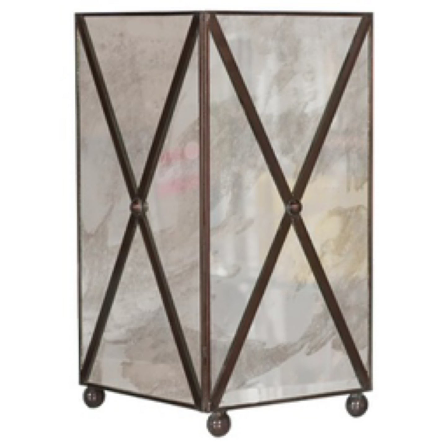 Antique mirror wastebasket