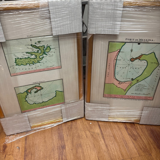 Mediterranean Nautical Chart IV and VI framed art(sold seperately)