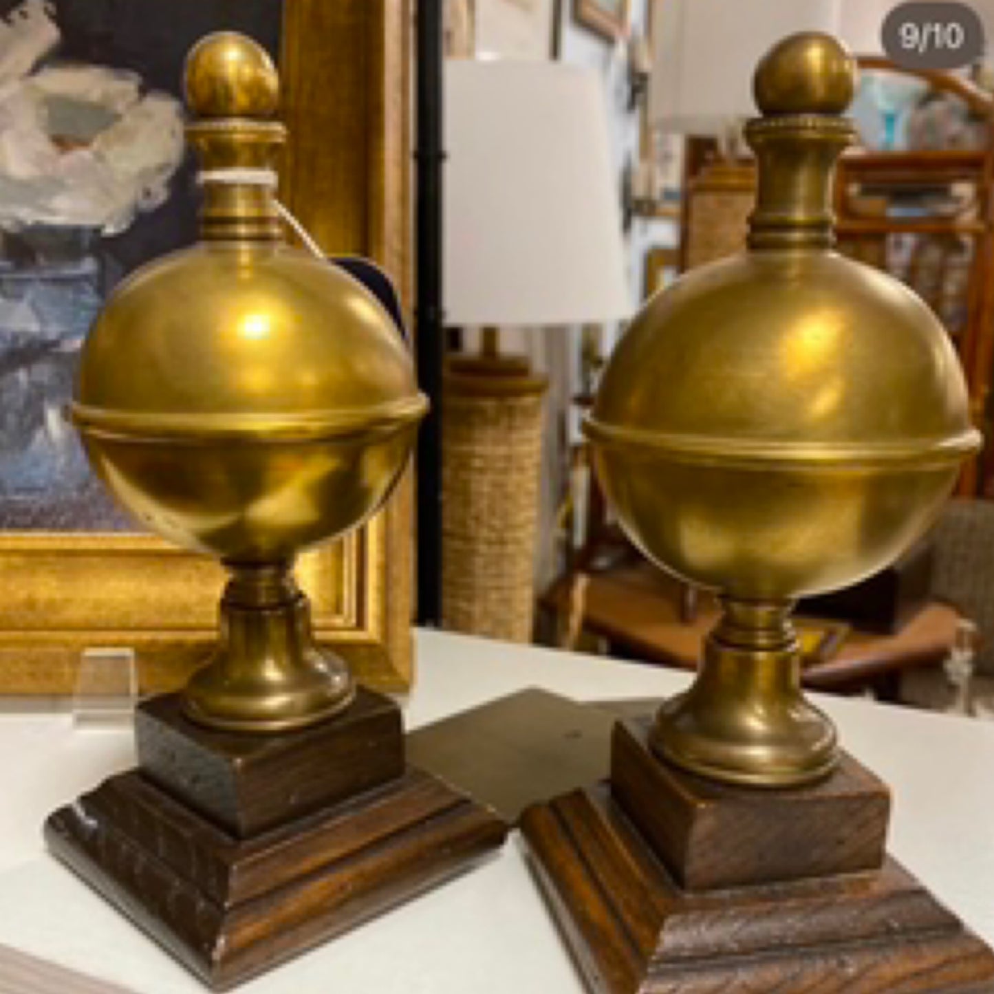 Vintage brass finial bookends