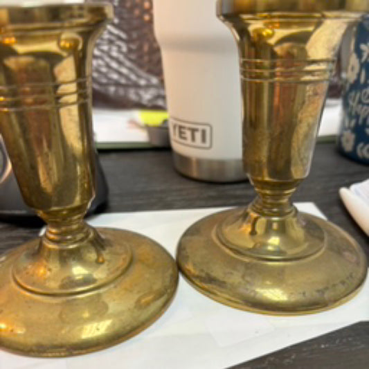 Vintage pair of brass candle stick holders