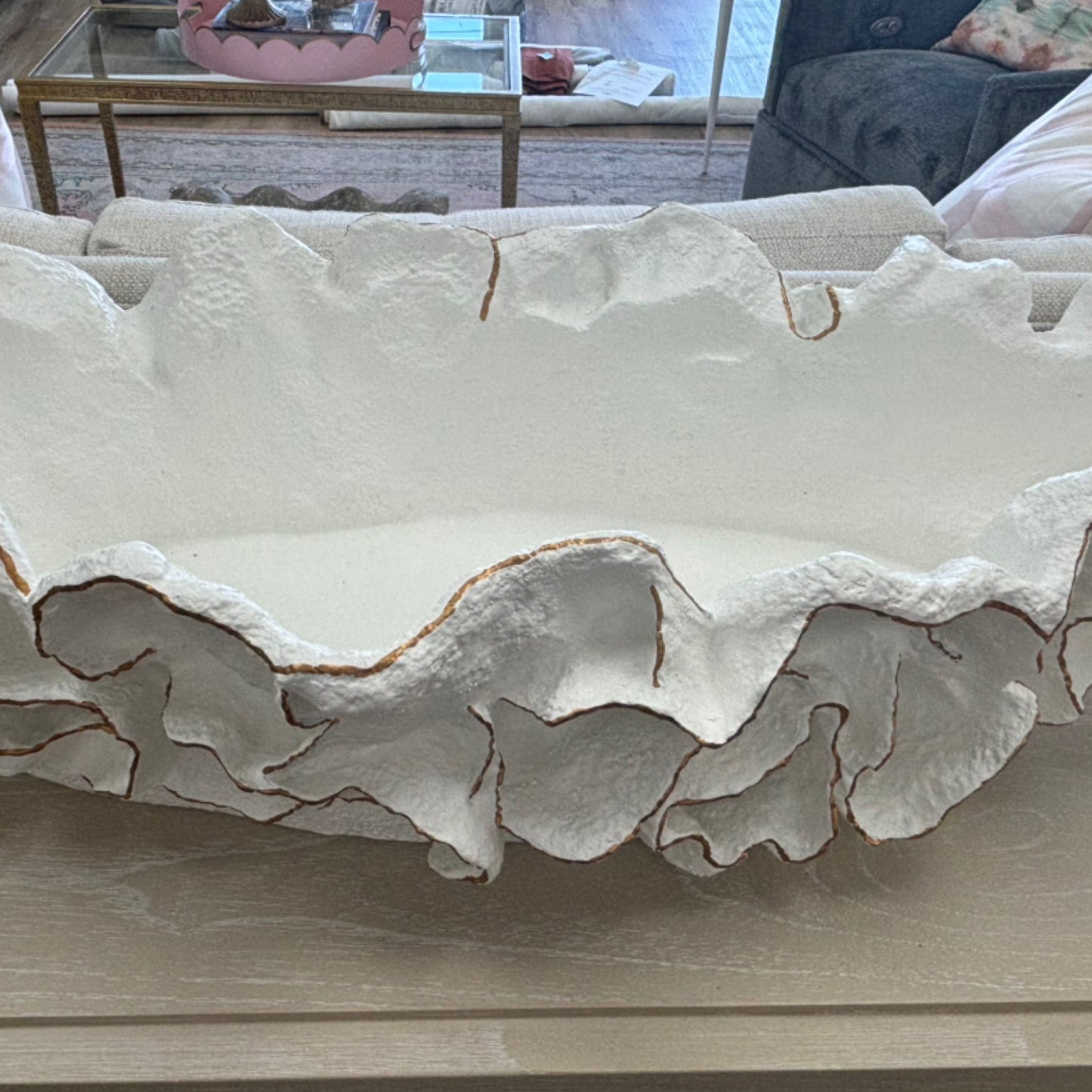 Coco tray white faux coral and gold