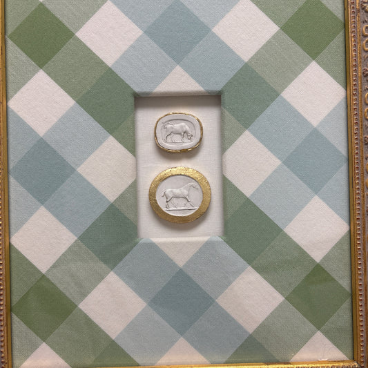 Double Blue/Green stripe Framed Intaglio
