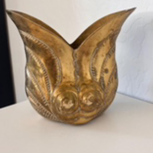 Vintage Brass Swirl Vase