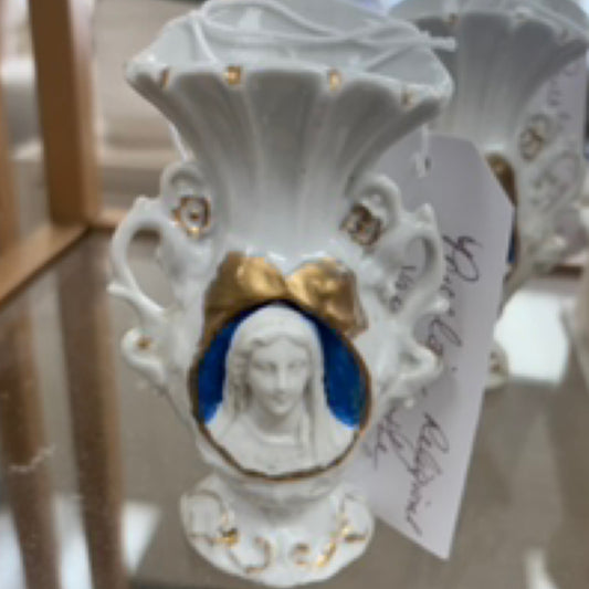 Porcelain Religious Vase with the Blessed Mother's face