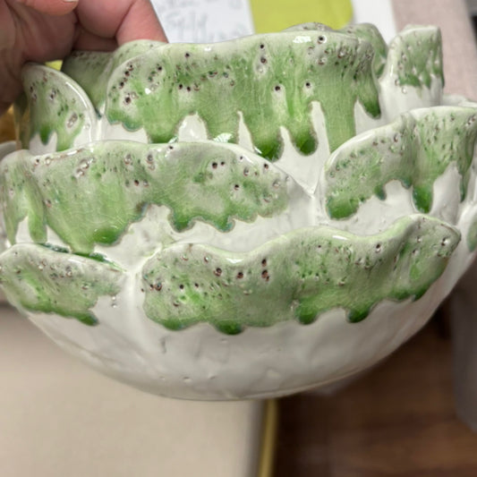 Green and White Cabbage Vase