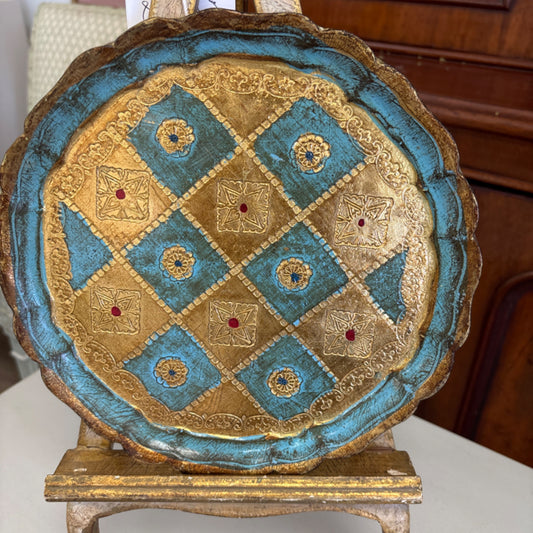 Blue and gold Florentine round