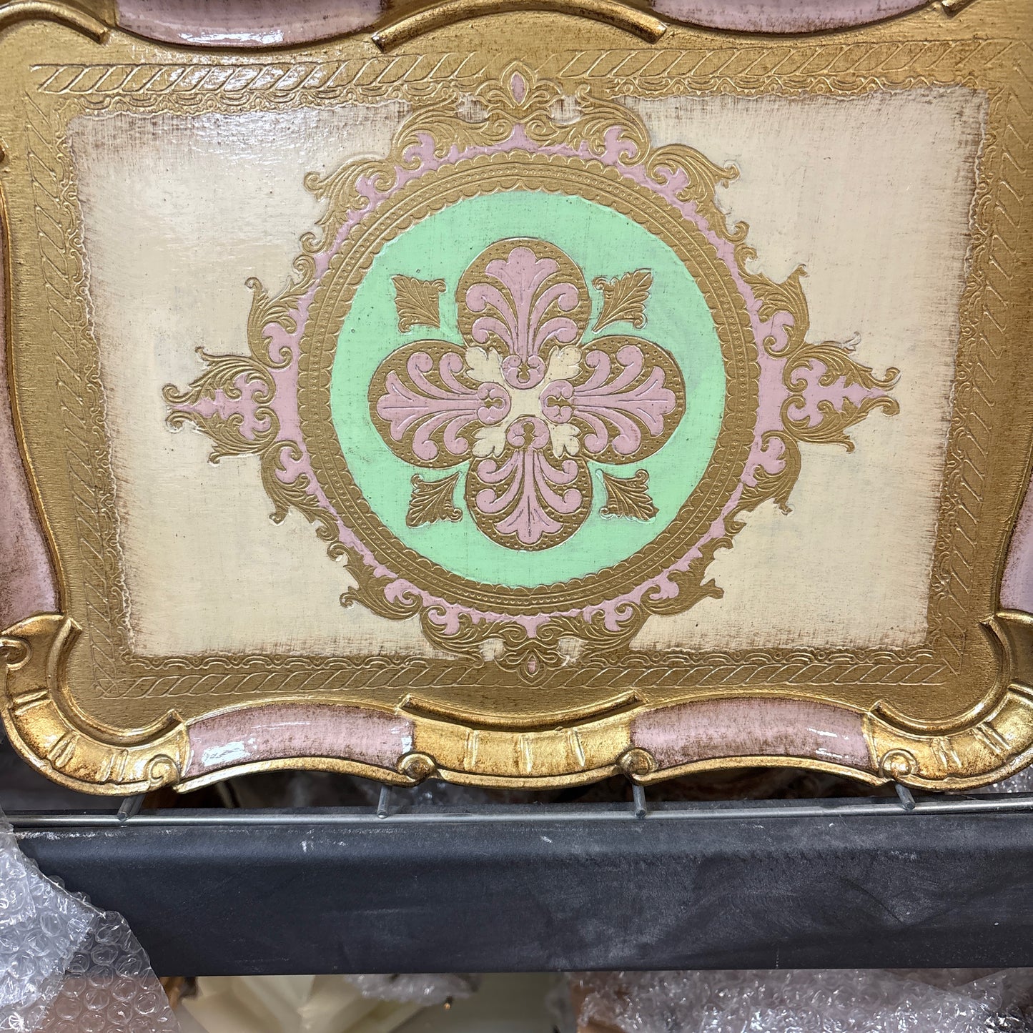 Pink, gold, & Green Florentine Tray