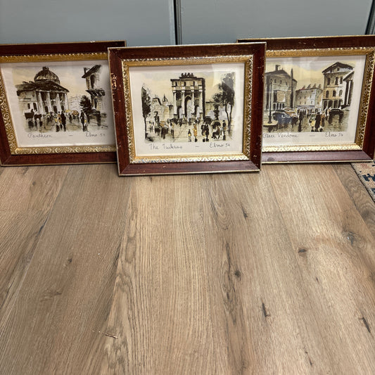 Set of (3) Vintage French Scenes