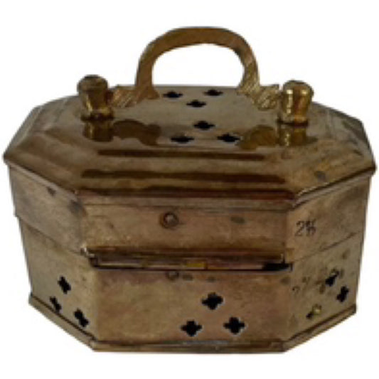 Vintage Pierced Brass Hinged Trinket Box