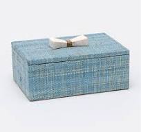 Malaret Blue/Gold Raffia Bow Box