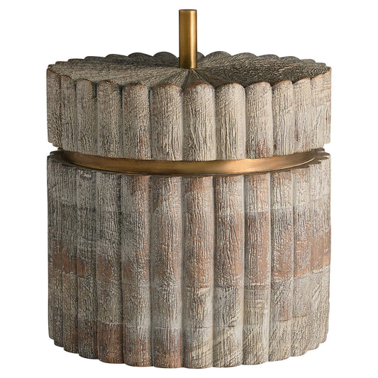 Zucca Box Designed by J Kent Martin | Distressed Taupe | Brass – Wide