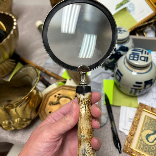 Bone and wood magnifying glass