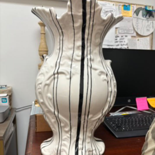 Black and white striped vase (large)