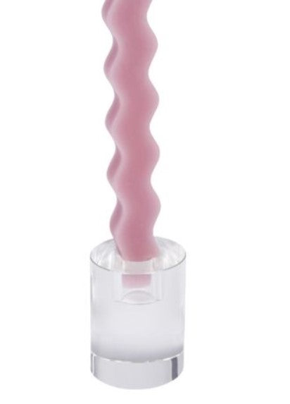 SMALL CYLINDRICAL CRYSTAL TAPER CANDLE HOLDER *PRICED EACH - SOLD IN PAIRS - 2*