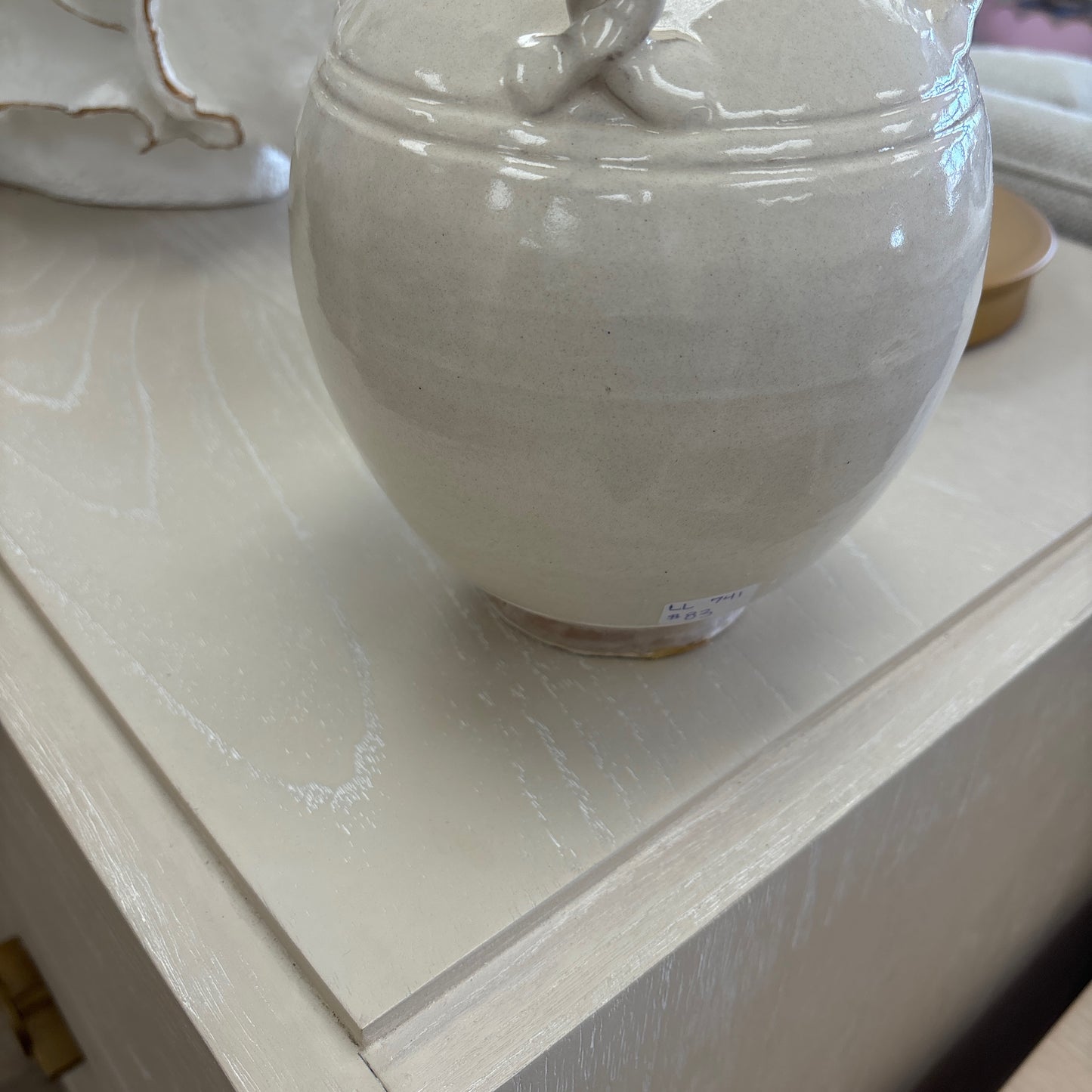 Small bisque glazed pottery