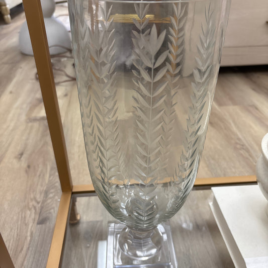 Etched glass hurricane