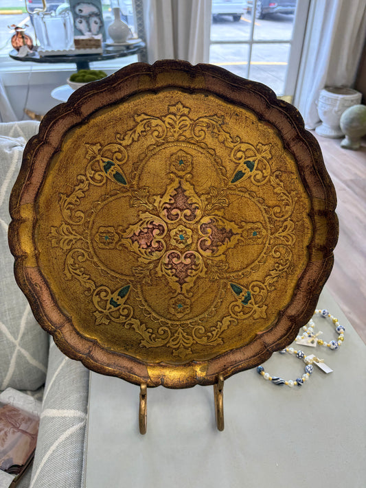 Pink, Gold, Green Florentine Tray