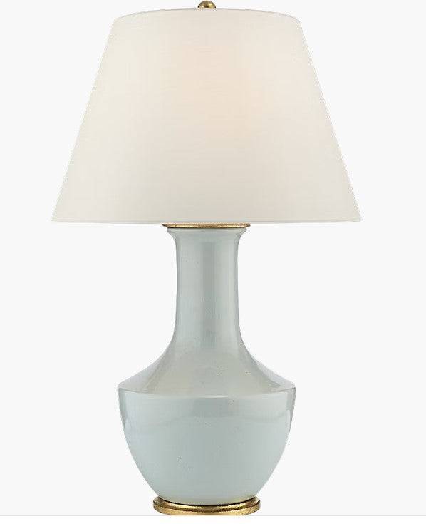 Table Lamp in Ice Blue with Linen Shade