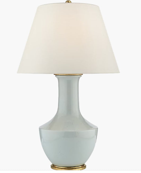 Table Lamp in Ice Blue with Linen Shade