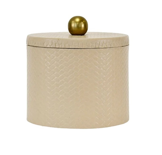 Ivory faux leather container