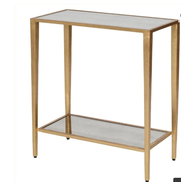 Mirror Gold Metal Rectangular Side Table