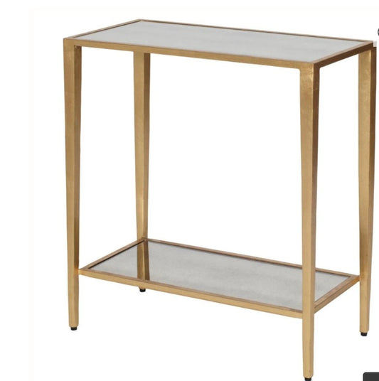 Mirror Gold Metal Rectangular Side Table