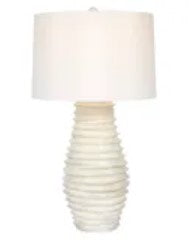 Cream and Gold Washed Lamp with White Linen Shade