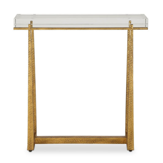 Acrylic and Gold rectangular accent table