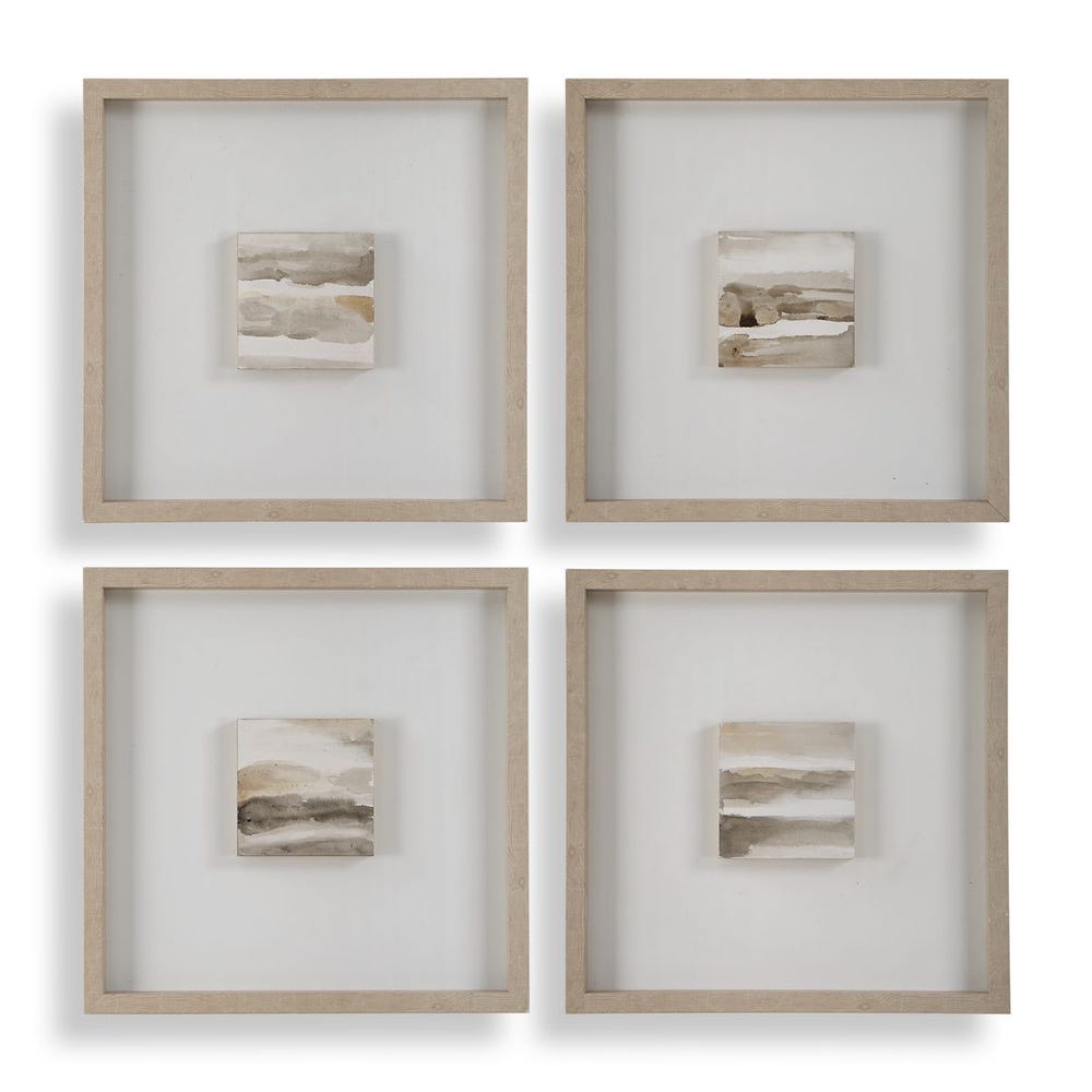 Sepia Hand Painted Canvases, S/4