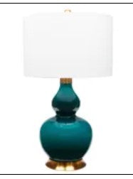 Dark Turquoise Lamp with Brass Base