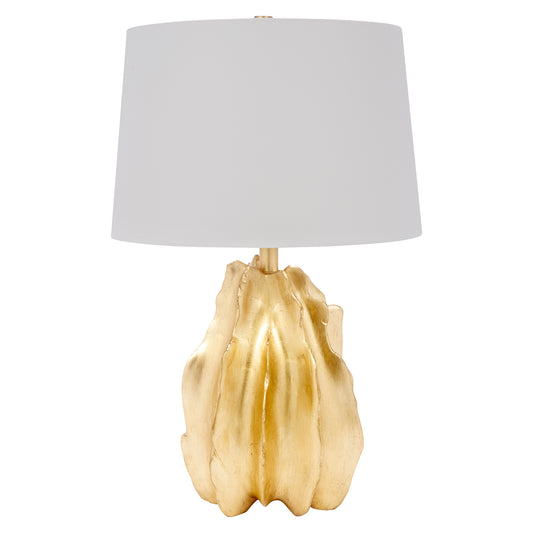 Gold Leaf Lamp with white linen shade