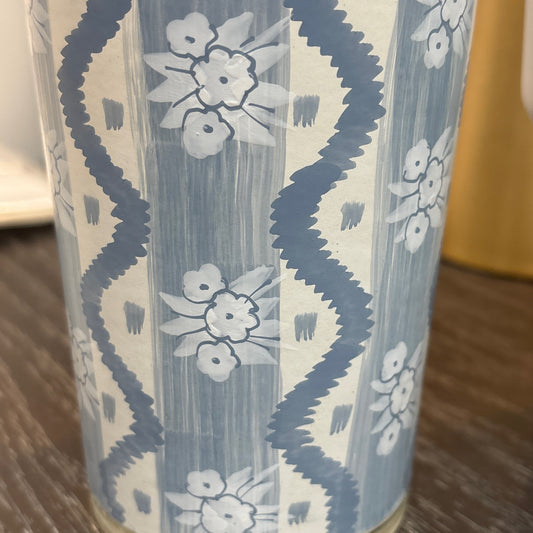 Hand painted blue and white glass