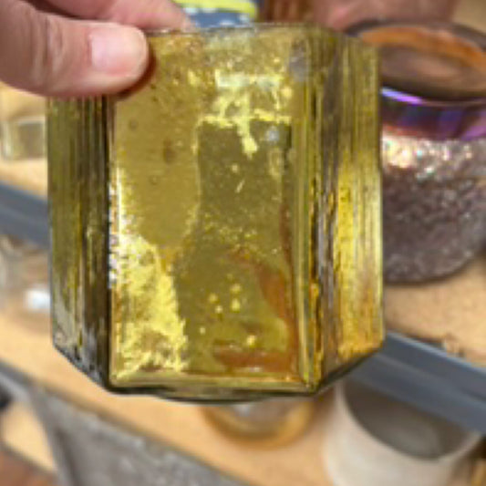 Gold mirror votive candle holder