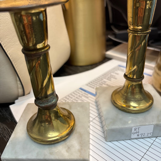 Gold with marble base candle holder