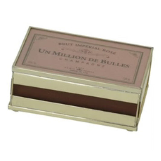JM Piers Pink Rose Brut Metal and Glass Matchbox Cover