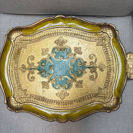 Yellow, green and gold Florentine tray