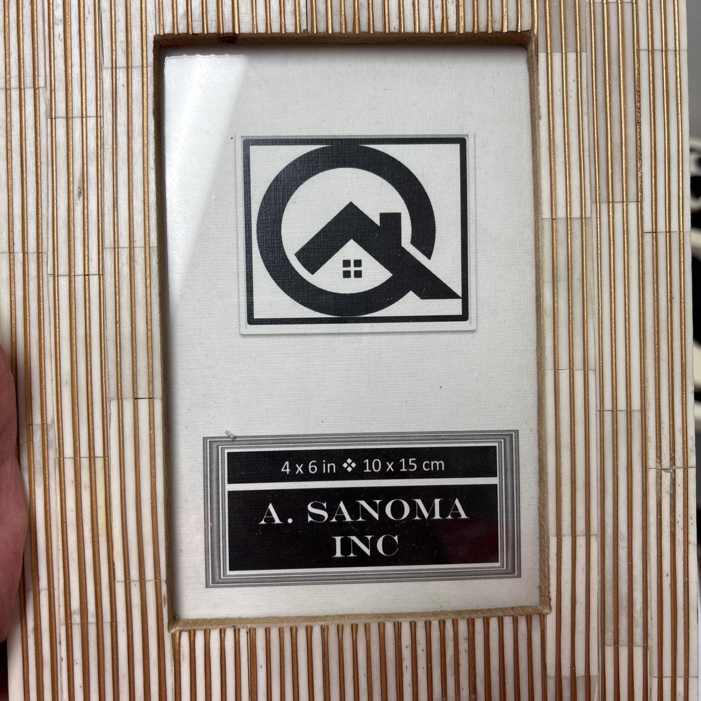 Gold and bone inlay frame