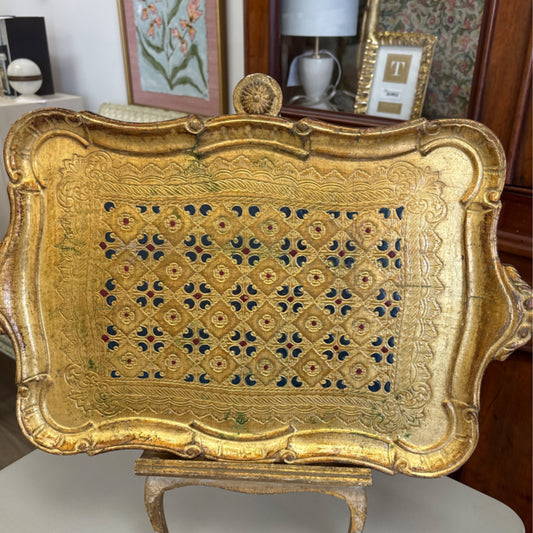 Gold with navy Florentine tray