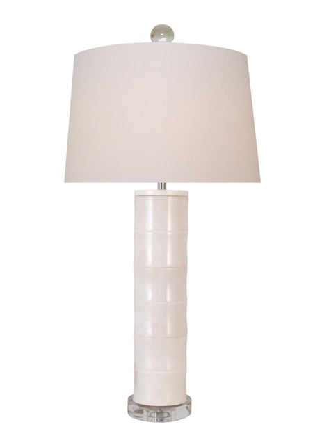 SOLID HAND MADE WHITE JADE BAMBOO LAMP WITH CRYSTAL BASE